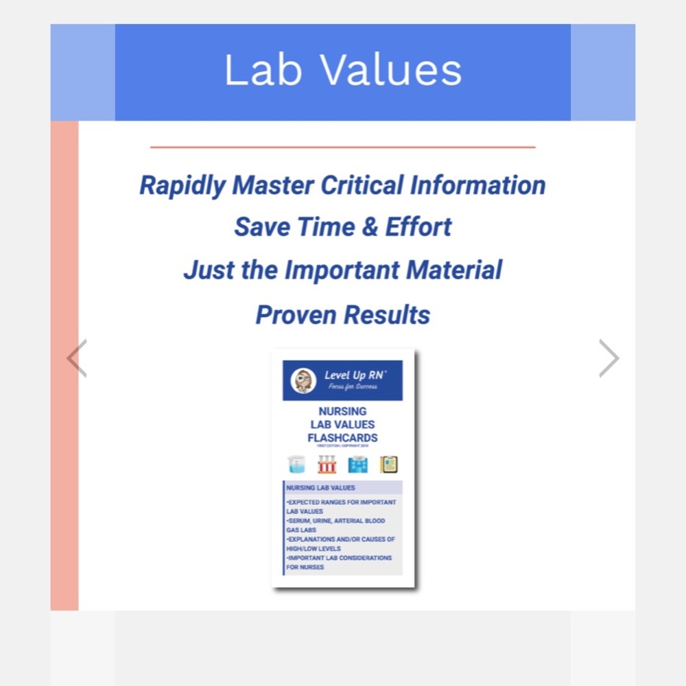 Lab Values LevelUpRN cards (Used)